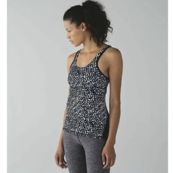 LULULEMON Crossback Tank II Net Pop Mesh Back White Black Size 4‎ Women's - Picture 2 of 9